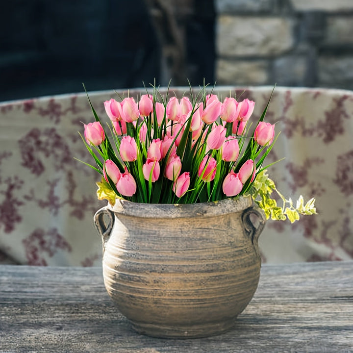 Realistiska konstblommor, 6 tulpanbuketter, för att förhöja kontors- och arbetsplatsdekoration.