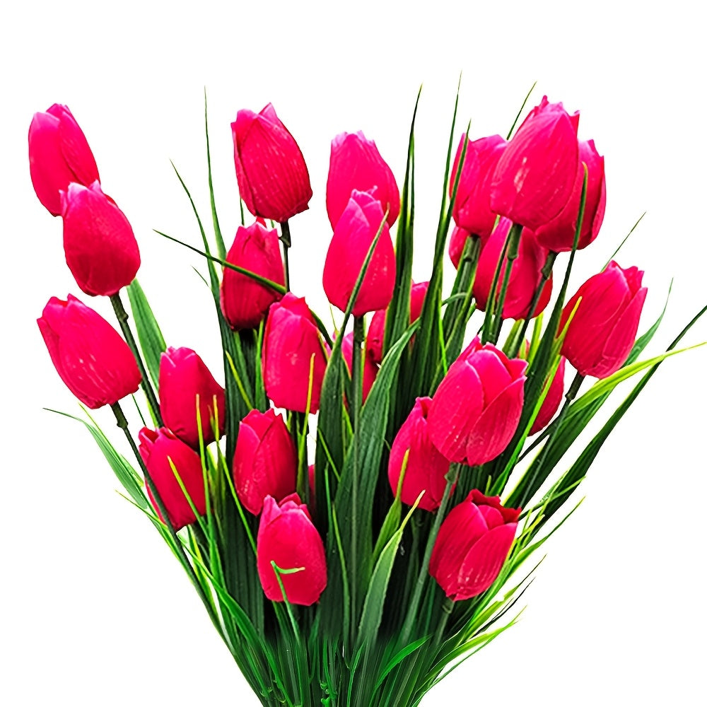 Konstgjord tulpanbukett i vas, lyfter heminredningen och skapar blomsterarrangemang.