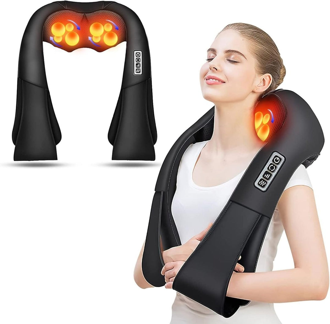 Shiatsu-massagekudde med infraröd värme. Bärbar för nack- och ryggmassage, perfekt för smärtlindring.