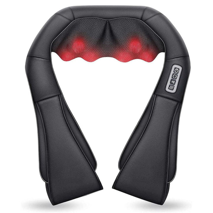 Shiatsu nack- och ryggmassager med värme för djup avslappning och smärtlindring av trötta muskler.
