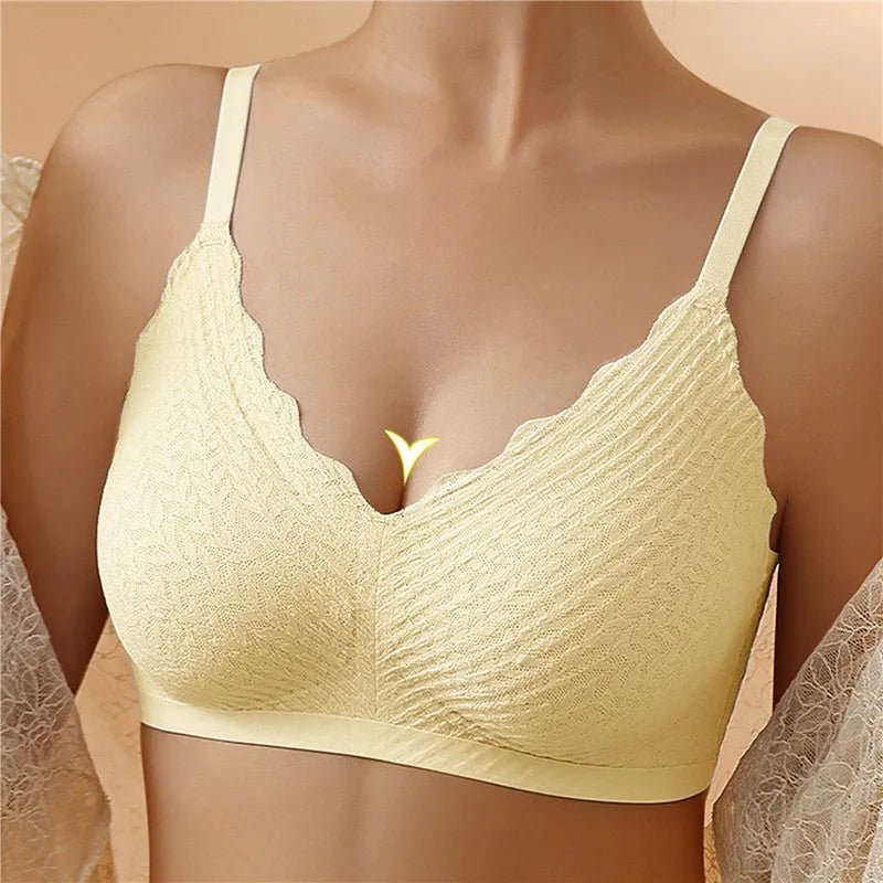 Bygellös sienna bralette, designad för mjukt stöd och hel dagars komfort. Idealisk komfortbehå för kvinnor.