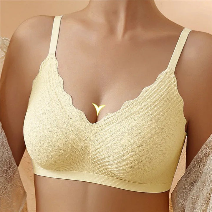 Bygellös sienna bralette, designad för mjukt stöd och hel dagars komfort. Idealisk komfortbehå för kvinnor.