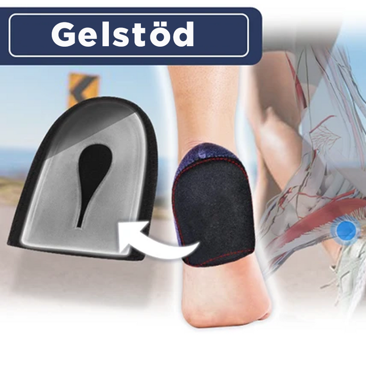 Silikon hälskydd med gel för komfort och stöd, justerbar design, blå och svart färg, andningsbart material.