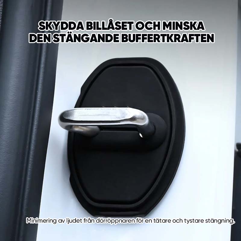 "Silikon skyddshölje för bil dörrlås i svart, minskar slitage och skyddar mot repor och rost, enkel installation."