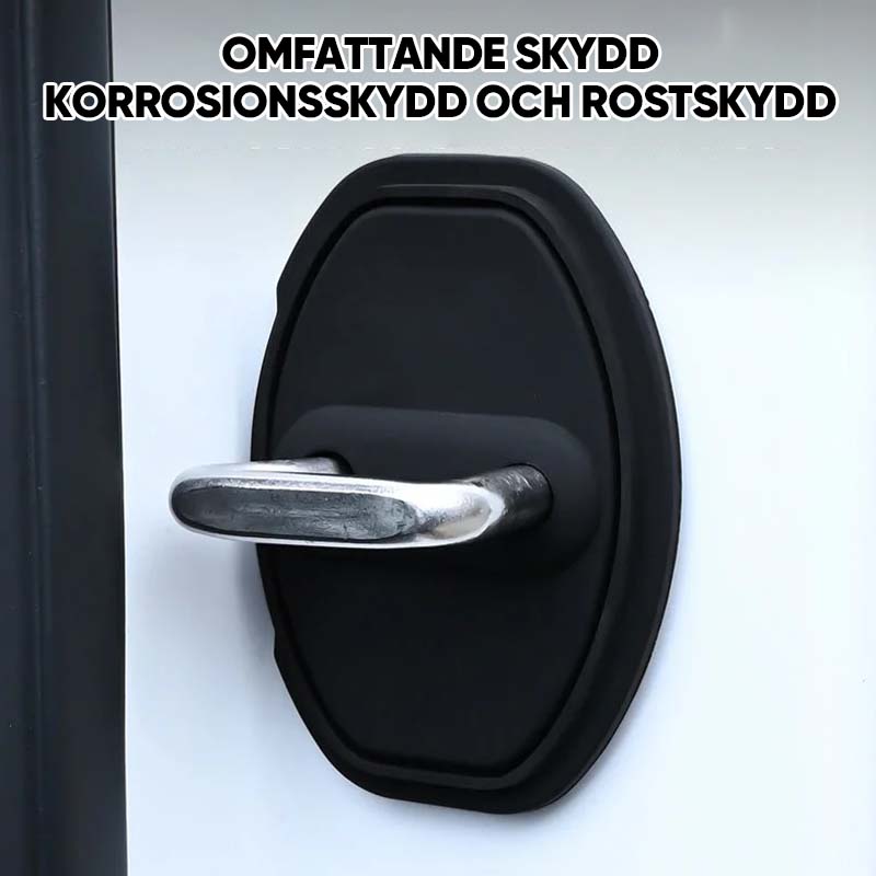 "Silikon skyddshölje för bil dörrlås i svart, minskar slitage och skyddar mot repor och rost, enkel installation."