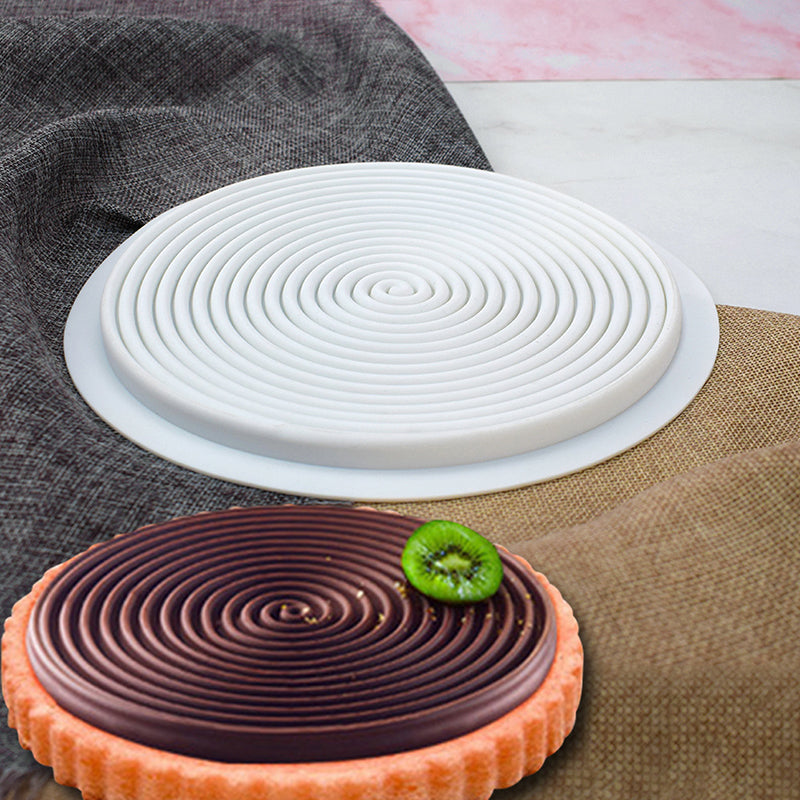 "Silikon Tourbillon Tårtform med utsmyckad design för bakverk, 20 cm form och 6 små formar för kreativa desserter"