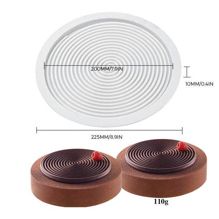 "Silikon Tourbillon Tårtform med utsmyckad design för bakverk, 20 cm form och 6 små formar för kreativa desserter"