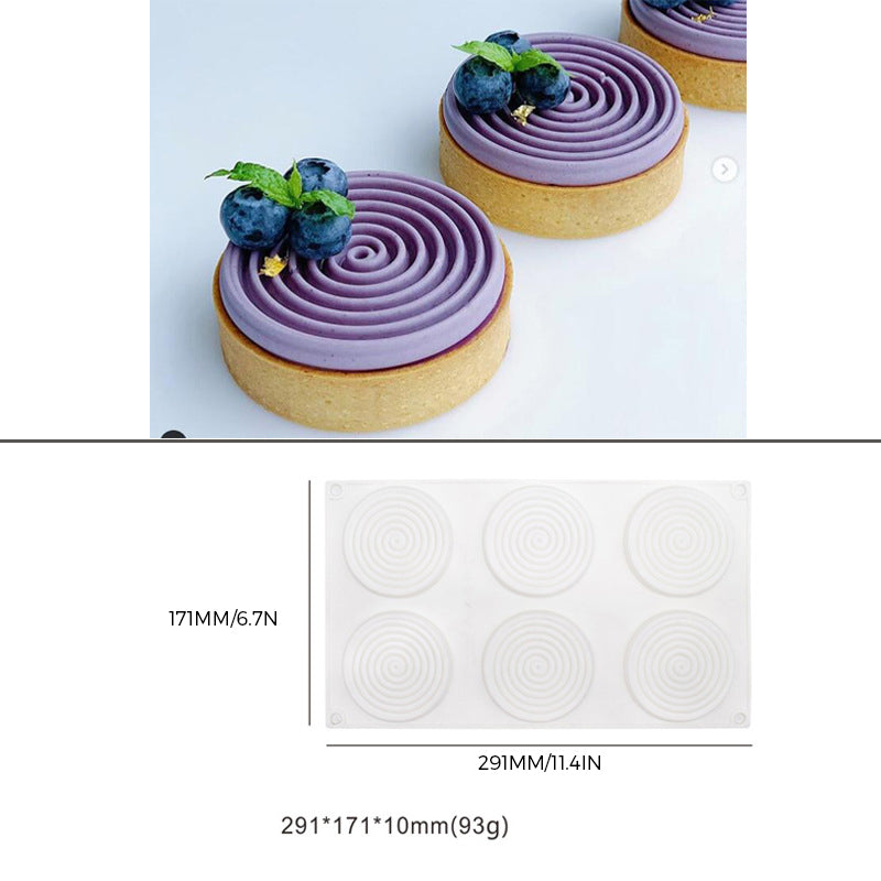 "Silikon Tourbillon Tårtform med utsmyckad design för bakverk, 20 cm form och 6 små formar för kreativa desserter"