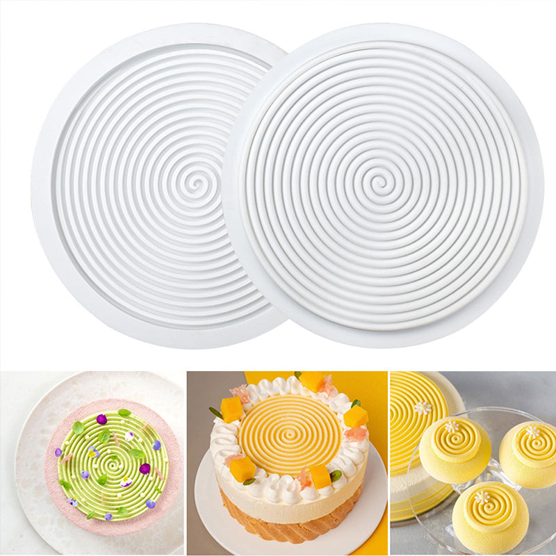"Silikon Tourbillon Tårtform med utsmyckad design för bakverk, 20 cm form och 6 små formar för kreativa desserter"