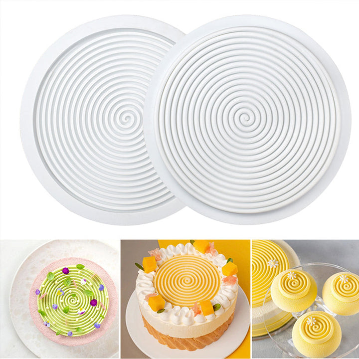 "Silikon Tourbillon Tårtform med utsmyckad design för bakverk, 20 cm form och 6 små formar för kreativa desserter"