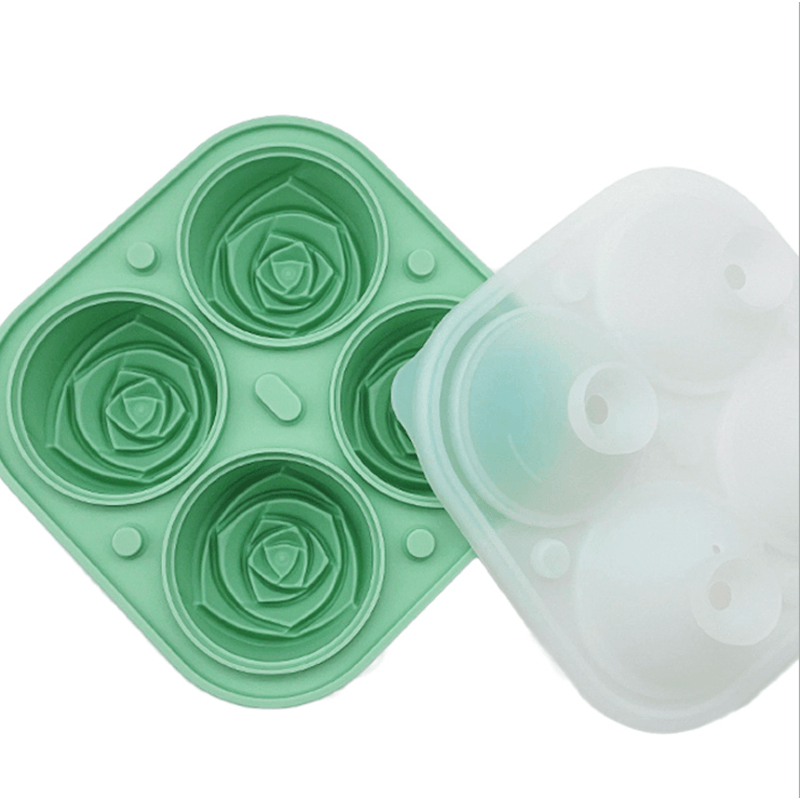 "Silikonform för rosformade isbollar i mångfärgad silikon, elegant och hållbar för kök och dryckesupplevelser."