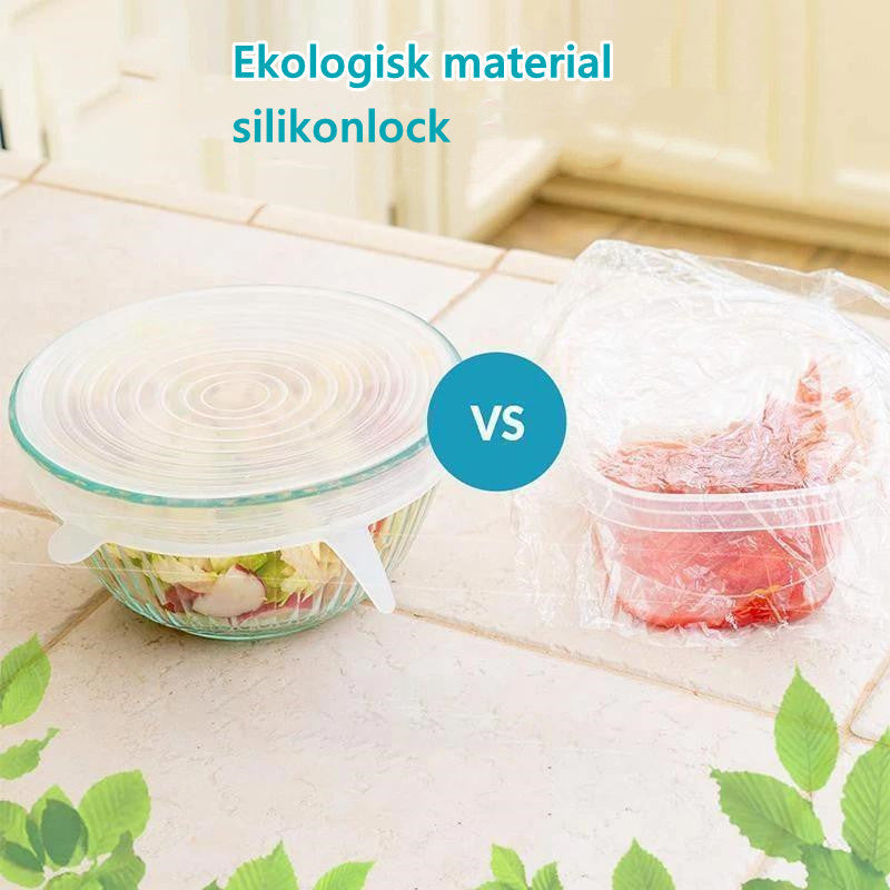 "Silikonlock 6-pack blå & vit för matförvaring, olika storlekar, hållbart och mångsidigt för köksanvändning"