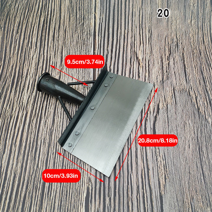 "Silver ergonomisk multifunktionell rengöringsskyffel för utomhusbruk, med rostfritt stål och anpassningsbart handtag."