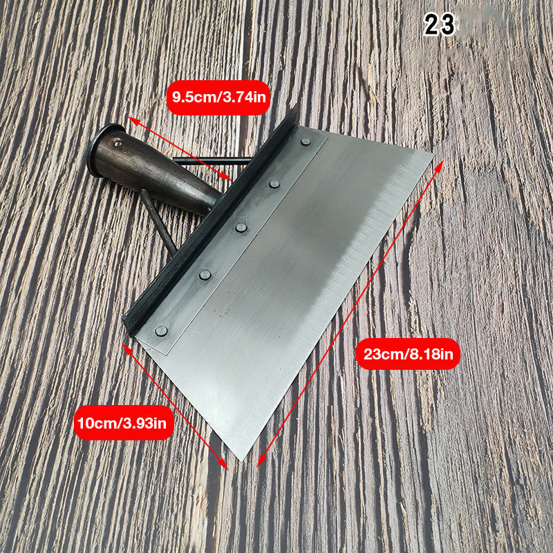 "Silver ergonomisk multifunktionell rengöringsskyffel för utomhusbruk, med rostfritt stål och anpassningsbart handtag."