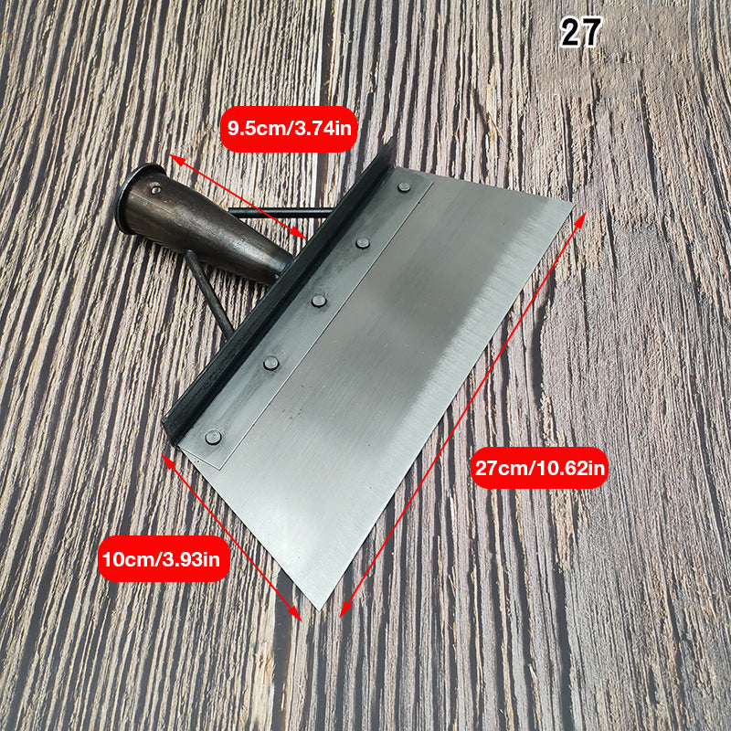 "Silver ergonomisk multifunktionell rengöringsskyffel för utomhusbruk, med rostfritt stål och anpassningsbart handtag."