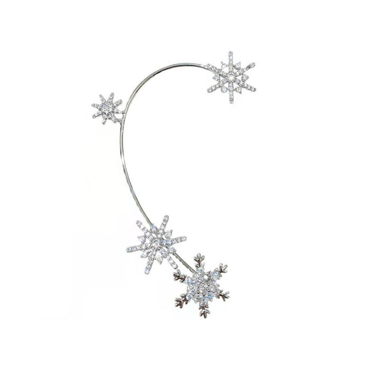 "Silver snöflinga örhängen utan piercing för damer, glänsande och stilren design, perfekt för alla tillfällen."