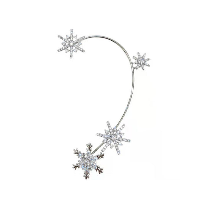 "Silver snöflinga örhängen utan piercing för damer, glänsande och stilren design, perfekt för alla tillfällen."