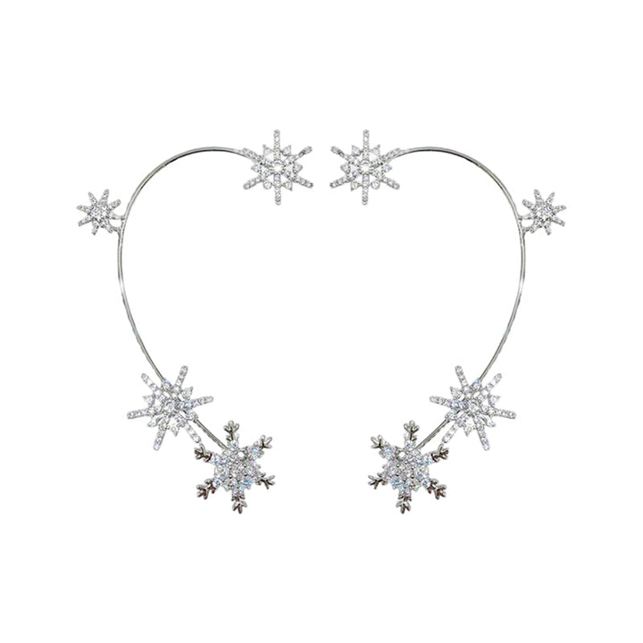 "Silver snöflinga örhängen utan piercing för damer, glänsande och stilren design, perfekt för alla tillfällen."