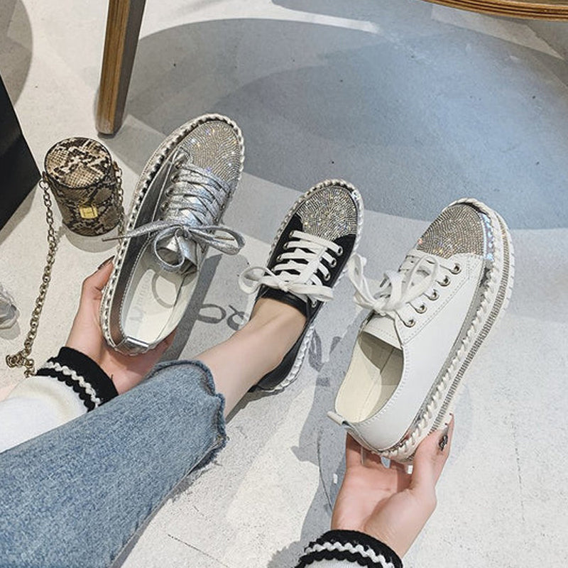 "Silvriga dam XO diamant sneakers med paljetter, glänsande design och EVA innersula för stil och komfort."