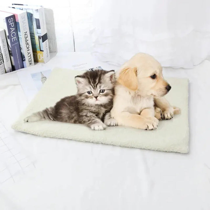 Vintermys för husdjur. Självuppvärmande värmedyna ger din katt eller hund en varm bädd.