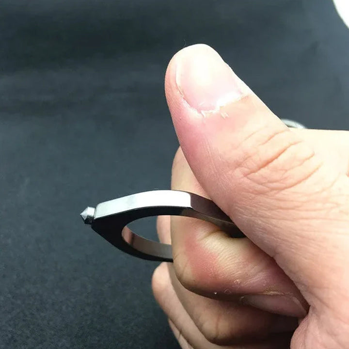 "Självförsvar nyckelring i glänsande rostfritt stål, multifunktionell, med D-spänne för bilnycklar, 7,2 x 4,6 cm."