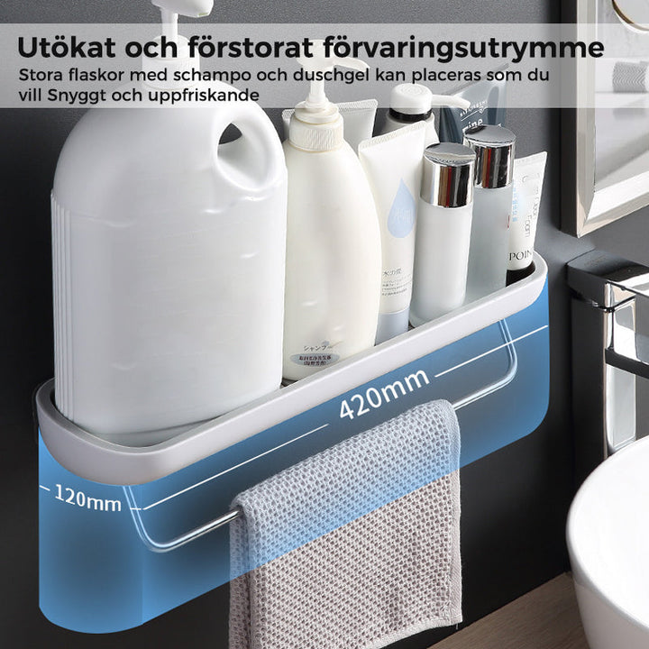 "Självhäftande förvaringslåda i svart och grå, modern design, enkel installation, perfekt för kök och badrum."