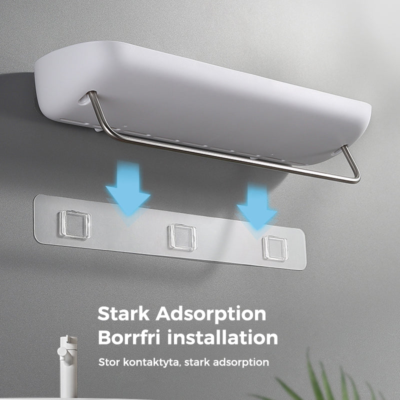 "Självhäftande förvaringslåda i svart och grå, modern design, enkel installation, perfekt för kök och badrum."