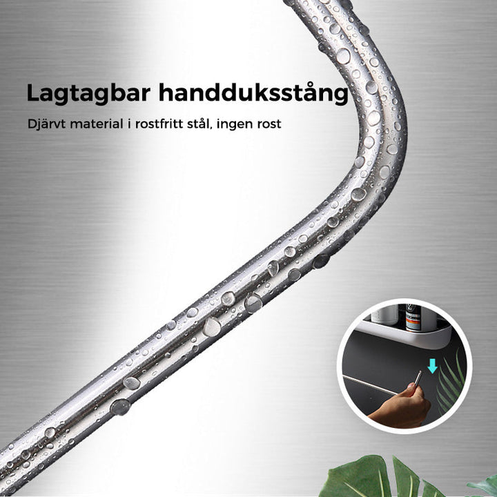 "Självhäftande förvaringslåda i svart och grå, modern design, enkel installation, perfekt för kök och badrum."