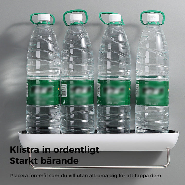 "Självhäftande förvaringslåda i svart och grå, modern design, enkel installation, perfekt för kök och badrum."