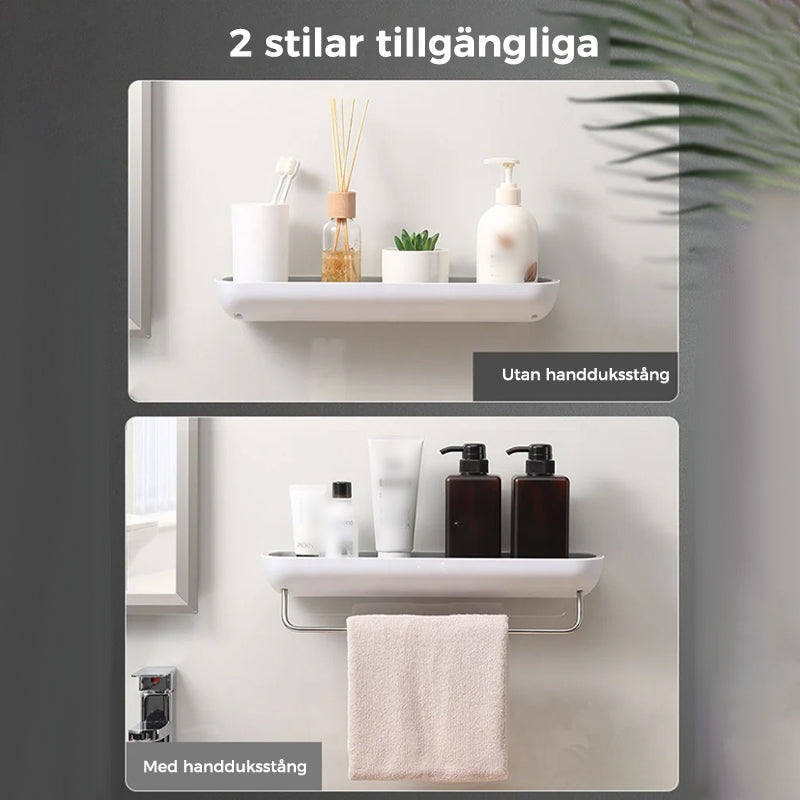 "Självhäftande förvaringslåda i svart och grå, modern design, enkel installation, perfekt för kök och badrum."