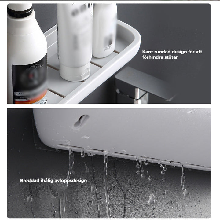 "Självhäftande förvaringslåda i svart och grå, modern design, enkel installation, perfekt för kök och badrum."