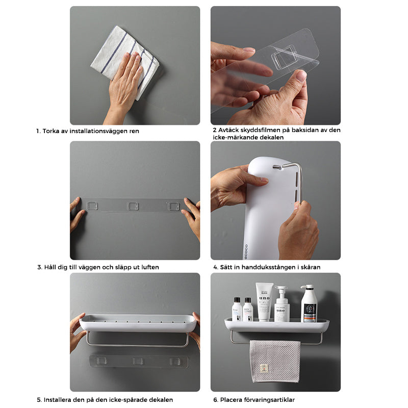 "Självhäftande förvaringslåda i svart och grå, modern design, enkel installation, perfekt för kök och badrum."