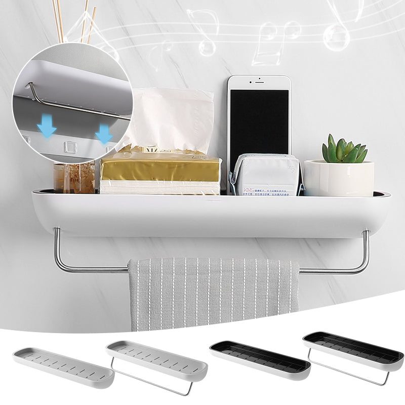 "Självhäftande förvaringslåda i svart och grå, modern design, enkel installation, perfekt för kök och badrum."