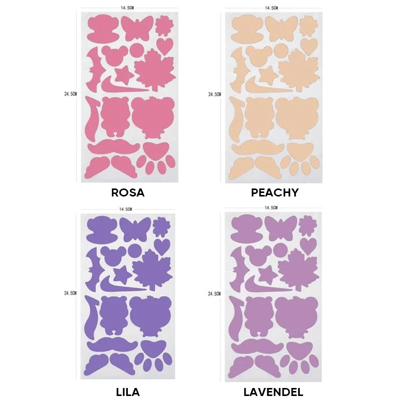 "Självhäftande reparationslappar för vinterjackor i olika färger, perfekt för att snabbt och enkelt reparera jackor."