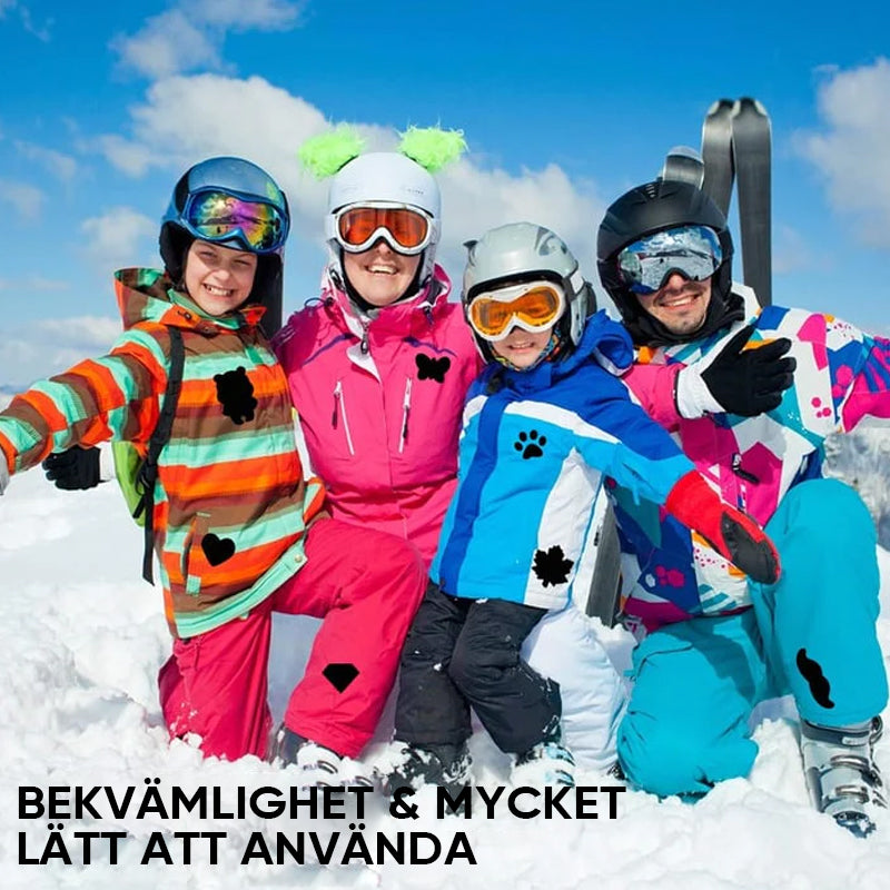 "Självhäftande reparationslappar för vinterjackor i olika färger, perfekt för att snabbt och enkelt reparera jackor."