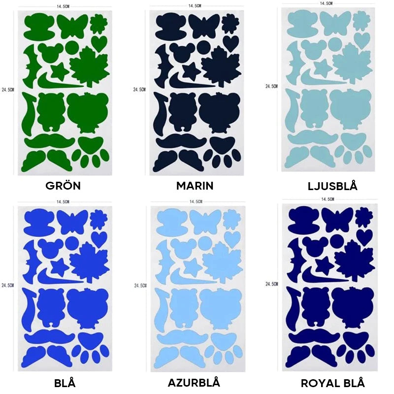 "Självhäftande reparationslappar för vinterjackor i olika färger, perfekt för att snabbt och enkelt reparera jackor."