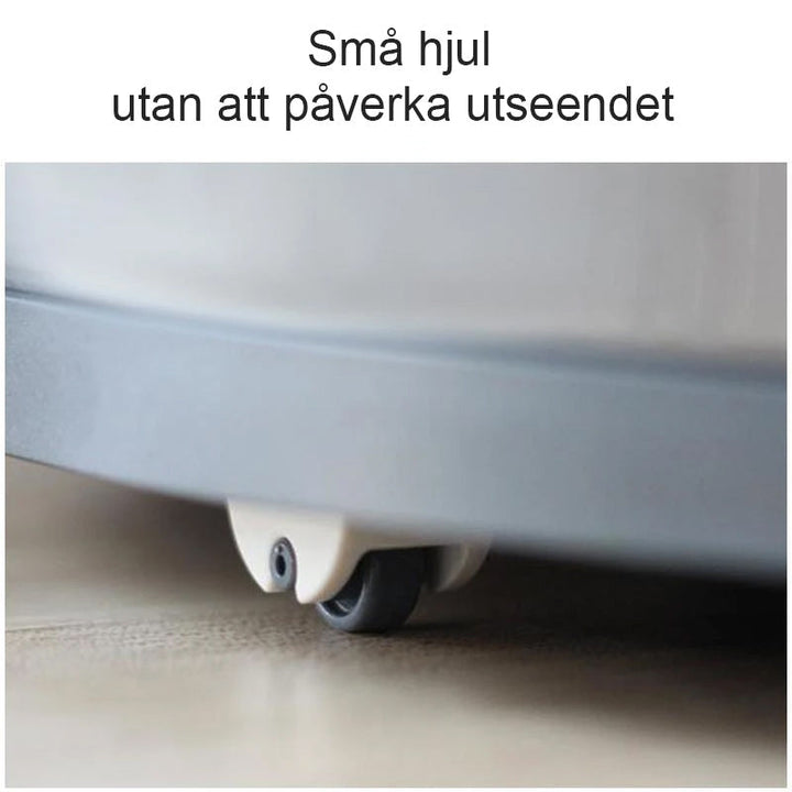 Självhäftande små hjul på vit bakgrund för enkel transport av lådor och behållare, set om 4 hjul för smidig flytt.