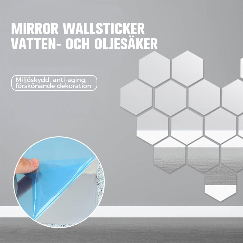 Självhäftande väggspegel i PET, elegant och funktionell för badrum eller hem, lättmonterad, silver, högkvalitativ reflektion.