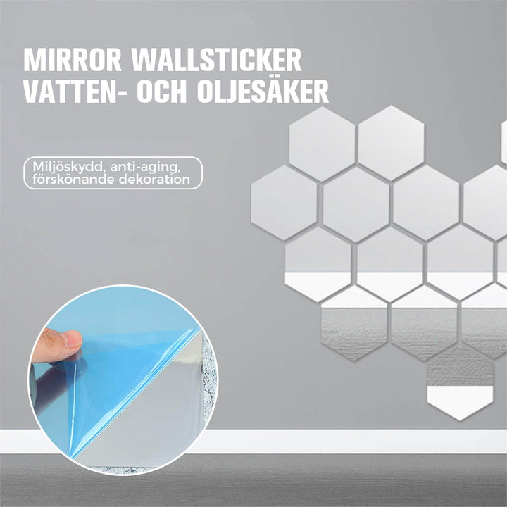 Självhäftande väggspegel i PET, elegant och funktionell för badrum eller hem, lättmonterad, silver, högkvalitativ reflektion.