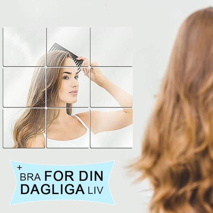 Självhäftande väggspegel i PET, elegant och funktionell för badrum eller hem, lättmonterad, silver, högkvalitativ reflektion.