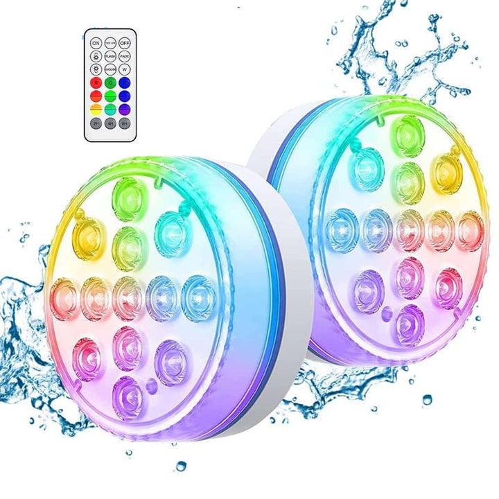 "Självhäftande vattentät LED-poollampa med 16 färger, rund design, RGB-belysning för fest dekor och lugn atmosfär."