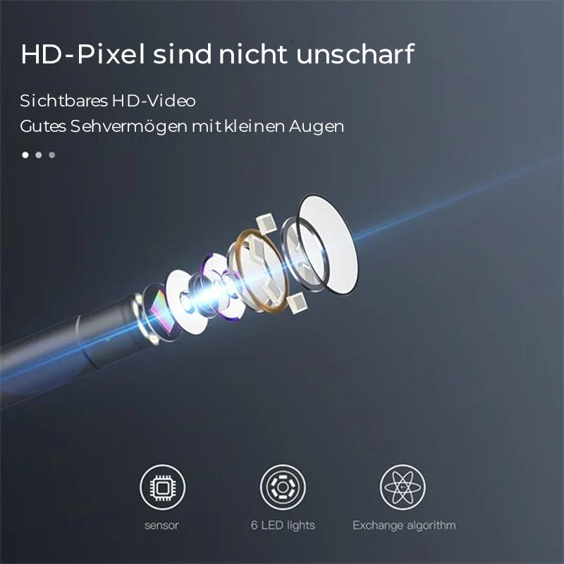 "Självlysande öronrengöringsverktyg med LED, HD-kamera, svart & vit, IP67, penliknande design för enkel användning och transp