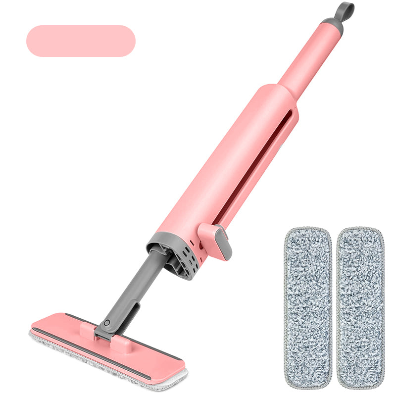 "Självpressande minimopp i kompakt design, rosa, grå eller vit, med mikrofiber för effektiv våt och torr städning."