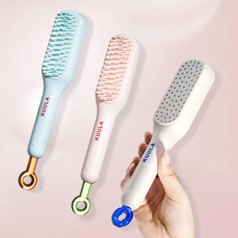 "Självrengörande antistatisk massagekam, ergonomisk design, blå färg, för alla hårtyper, bekväm och tidseffektiv."