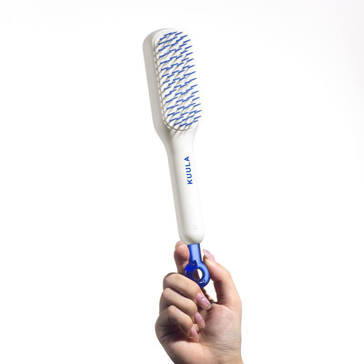 "Självrengörande antistatisk massagekam, ergonomisk design, blå färg, för alla hårtyper, bekväm och tidseffektiv."