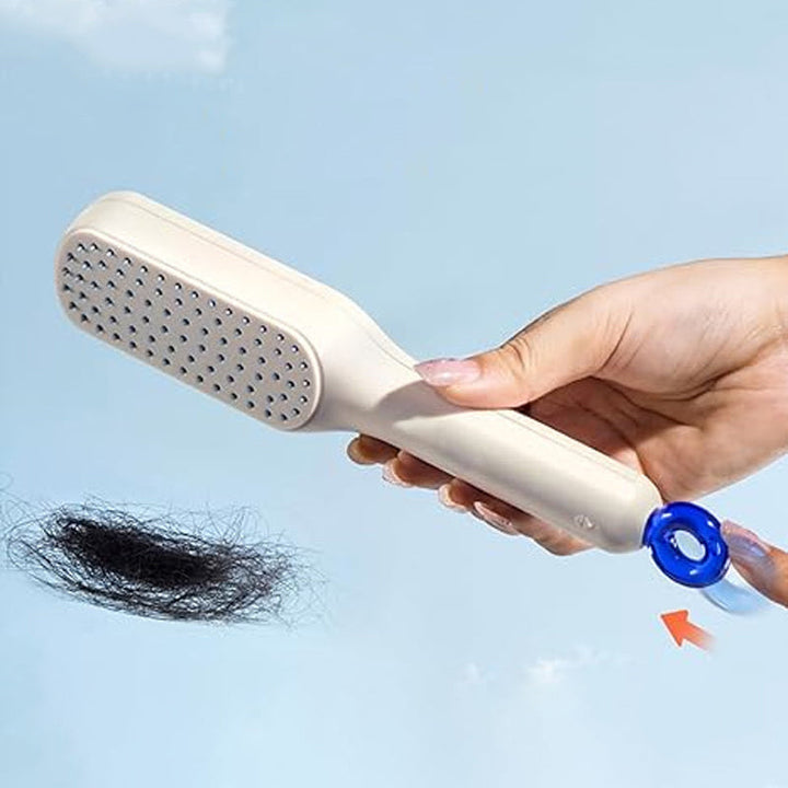 "Självrengörande antistatisk massagekam, ergonomisk design, blå färg, för alla hårtyper, bekväm och tidseffektiv."