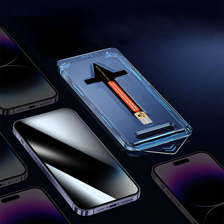 "Skärmskydd av sekretessglas för smartphone, ultratydlig display, anti-repor och anti-fingeravtryck, stilrent och säkert."