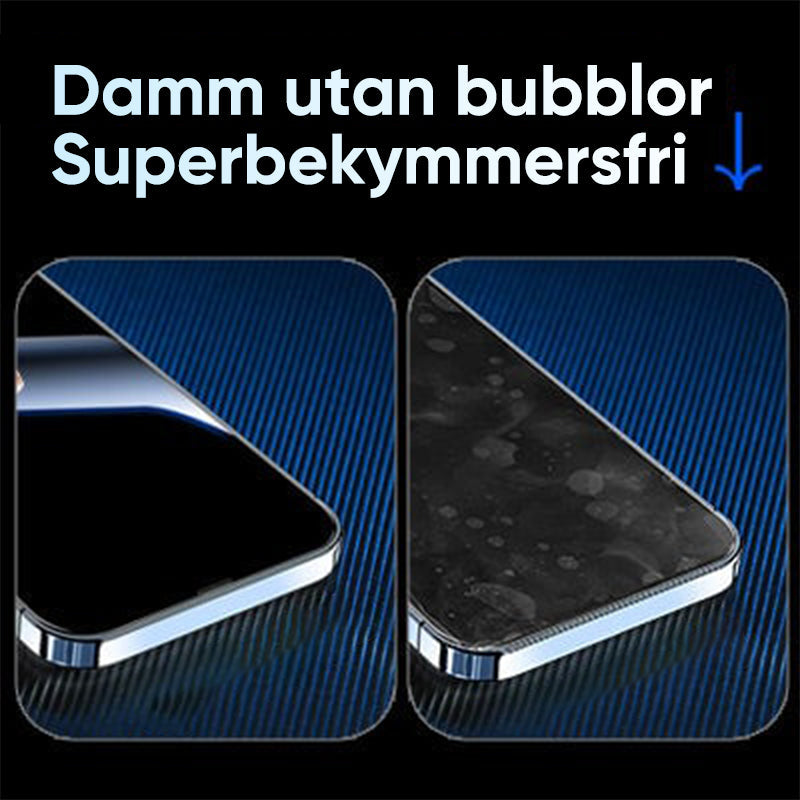 "Skärmskydd av sekretessglas för smartphone, ultratydlig display, anti-repor och anti-fingeravtryck, stilrent och säkert."
