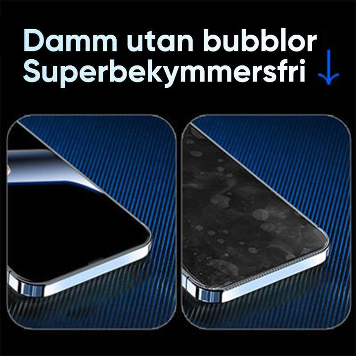 "Skärmskydd av sekretessglas för smartphone, ultratydlig display, anti-repor och anti-fingeravtryck, stilrent och säkert."
