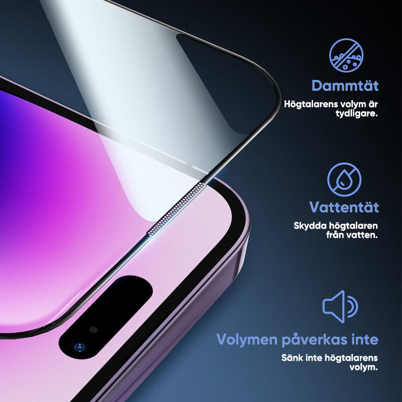"Skärmskydd av sekretessglas för smartphone, ultratydlig display, anti-repor och anti-fingeravtryck, stilrent och säkert."
